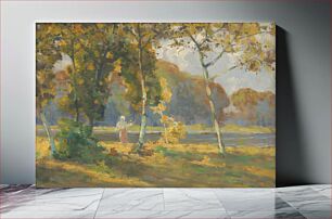 Πίνακας, Summer landscape with birch trees by Lajos Csordák