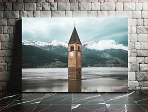 Πίνακας, Sunken Bell Tower in Lake Resia Βυθισμένο καμπαναριό στη λίμνη Ρέσια