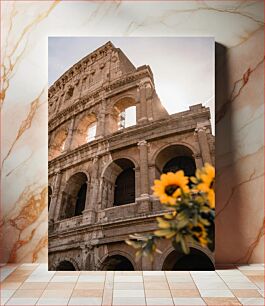 Πίνακας, Sunlit Ancient Colosseum with Flowers Ηλιόλουστο Αρχαίο Κολοσσαίο με λουλούδια