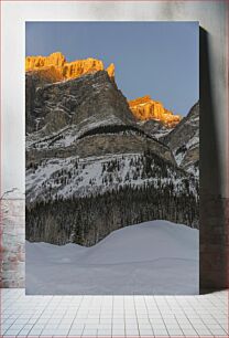 Πίνακας, Sunlit Mountain Peaks in Winter Ηλιοφωτισμένες βουνοκορφές το χειμώνα