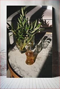 Πίνακας, Sunlit Still Life with Plant and Bottle Ηλιόλουστη νεκρή φύση με φυτό και μπουκάλι