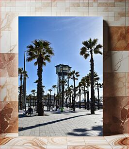 Πίνακας, Sunny Cityscape with Palm Trees Ηλιόλουστο αστικό τοπίο με φοίνικες