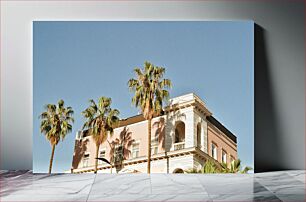 Πίνακας, Sunny Day with Palm Trees and Vintage Building Ηλιόλουστη μέρα με φοίνικες και vintage κτήριο