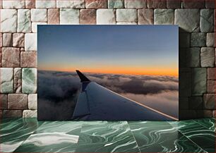 Πίνακας, Sunset Above Clouds from Airplane Ηλιοβασίλεμα πάνω από σύννεφα από αεροπλάνο