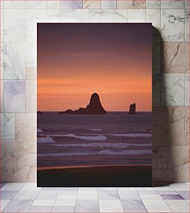 Πίνακας, Sunset at Sea with Rocky Formations Ηλιοβασίλεμα στη θάλασσα με βραχώδεις σχηματισμούς