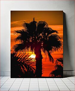 Πίνακας, Sunset Behind Palm Trees Ηλιοβασίλεμα πίσω από φοίνικες