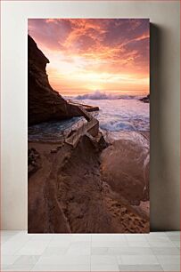 Πίνακας, Sunset by the Rocky Shore Ηλιοβασίλεμα στη Βραχώδη Ακτή
