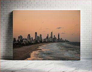 Πίνακας, Sunset Cityscape by the Sea Αστικό τοπίο του ηλιοβασιλέματος δίπλα στη θάλασσα