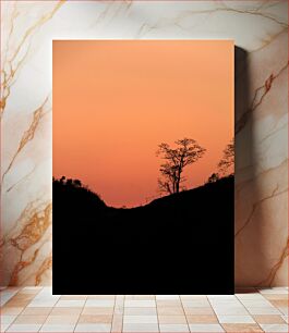 Πίνακας, Sunset Landscape with Silhouetted Trees Τοπίο ηλιοβασιλέματος με σκιαγραφημένα δέντρα