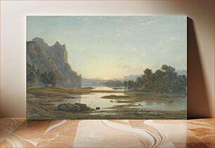 Πίνακας, Sunset over a River Landscape