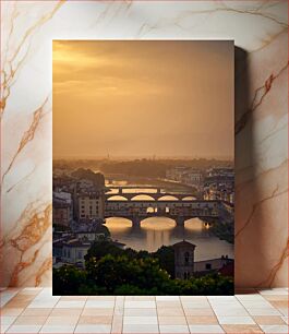 Πίνακας, Sunset Over Arno River in Florence Ηλιοβασίλεμα πάνω από τον ποταμό Άρνο στη Φλωρεντία