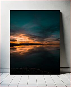 Πίνακας, Sunset Over Calm Lake Ηλιοβασίλεμα πάνω από την ήρεμη λίμνη