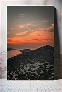 Πίνακας, Sunset Over Hills and Sea Ηλιοβασίλεμα πάνω από λόφους και θάλασσα