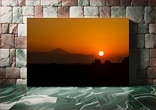 Πίνακας, Sunset Over Mountain and City Ηλιοβασίλεμα πάνω από το βουνό και την πόλη