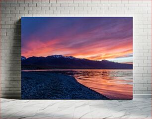 Πίνακας, Sunset Over Mountain Lake Ηλιοβασίλεμα πάνω από τη λίμνη του βουνού