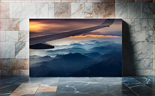 Πίνακας, Sunset over Mountain Range from Airplane Ηλιοβασίλεμα πάνω από την οροσειρά από αεροπλάνο