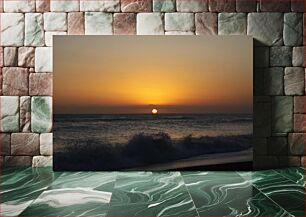 Πίνακας, Sunset Over Ocean Waves Ηλιοβασίλεμα πάνω από τα κύματα του ωκεανού