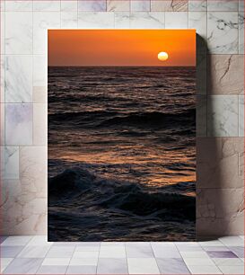 Πίνακας, Sunset Over Ocean Waves Ηλιοβασίλεμα πέρα ​​από τα κύματα του ωκεανού