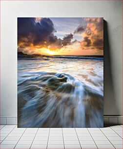 Πίνακας, Sunset Over Ocean Waves Ηλιοβασίλεμα πέρα ​​από τα κύματα του ωκεανού
