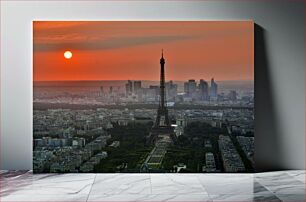 Πίνακας, Sunset over Paris with Eiffel Tower Ηλιοβασίλεμα πάνω από το Παρίσι με τον Πύργο του Άιφελ