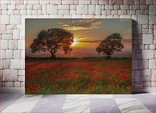 Πίνακας, Sunset over Poppy Field Ηλιοβασίλεμα πάνω από το χωράφι παπαρούνας