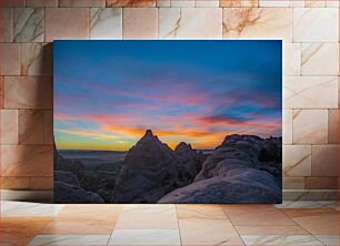 Πίνακας, Sunset Over Rocky Landscape Ηλιοβασίλεμα πάνω από βραχώδες τοπίο