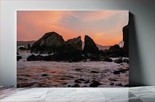 Πίνακας, Sunset Over Rocky Shore Ηλιοβασίλεμα πέρα ​​από τη βραχώδη ακτή