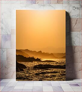 Πίνακας, Sunset Over Rocky Shoreline Ηλιοβασίλεμα πάνω από τη βραχώδη ακτή