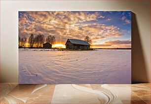 Πίνακας, Sunset Over Snowy Barn Ηλιοβασίλεμα πάνω από το χιονισμένο αχυρώνα