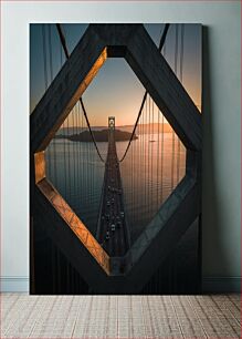 Πίνακας, Sunset Over Suspension Bridge Ηλιοβασίλεμα πάνω από την κρεμαστή γέφυρα
