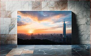 Πίνακας, Sunset Over Taipei Skyline Ηλιοβασίλεμα στον ορίζοντα της Ταϊπέι