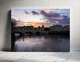 Πίνακας, Sunset Over the Bridge in Rome Ηλιοβασίλεμα πάνω από τη γέφυρα στη Ρώμη