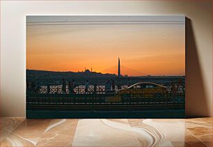 Πίνακας, Sunset over the City Bridge Ηλιοβασίλεμα πάνω από τη γέφυρα της πόλης