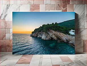 Πίνακας, Sunset Over the Rocky Coast Ηλιοβασίλεμα πάνω από τη Βραχώδη Ακτή