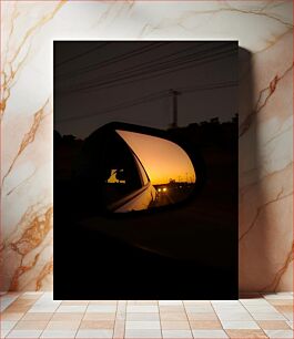 Πίνακας, Sunset Reflection in Car Mirror Αντανάκλαση ηλιοβασιλέματος στον καθρέφτη αυτοκινήτου