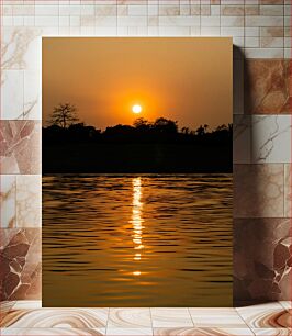 Πίνακας, Sunset Reflection Over Water Αντανάκλαση ηλιοβασιλέματος πάνω από το νερό