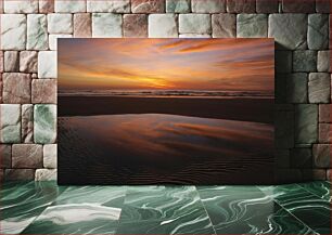 Πίνακας, Sunset Reflections on Beach Αντανακλάσεις ηλιοβασιλέματος στην παραλία