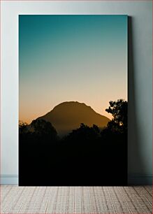 Πίνακας, Sunset Silhouette of a Mountain Ηλιοβασίλεμα σιλουέτα ενός βουνού