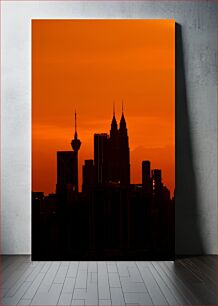 Πίνακας, Sunset Silhouette of City Skyline Ηλιοβασίλεμα σιλουέτα του ορίζοντα της πόλης