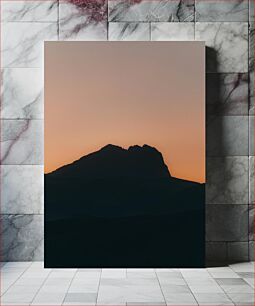 Πίνακας, Sunset Silhouette of Mountain Ηλιοβασίλεμα σιλουέτα του βουνού