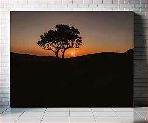 Πίνακας, Sunset Silhouette with Tree Ηλιοβασίλεμα σιλουέτα με δέντρο