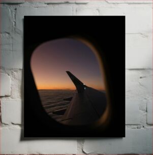 Πίνακας, Sunset View from Airplane Window Θέα στο ηλιοβασίλεμα από το παράθυρο αεροπλάνου