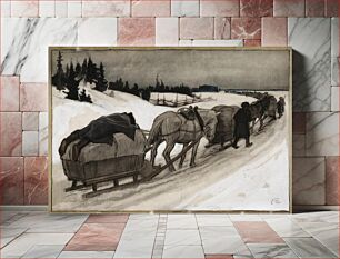 Πίνακας, Supplies on the move from the poem the commissary driver, 1897 - 1900, by Albert Edelfelt