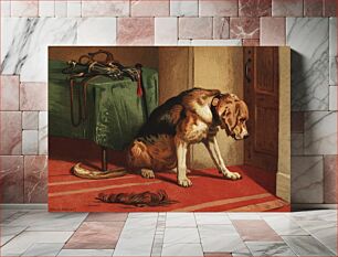 Πίνακας, Suspense (1877) by sir Edwin Landseer, a Victorian bloodhound mastiff waiting