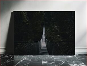 Πίνακας, Suspension Bridge in Dark Forest Κρεμαστή Γέφυρα στο Σκοτεινό Δάσος