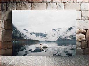 Πίνακας, Swan in Misty Lake Κύκνος στη Λίμνη Misty