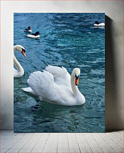 Πίνακας, Swans and Ducks on a Lake Κύκνοι και πάπιες σε μια λίμνη