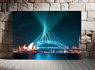 Πίνακας, Sydney Opera House and Harbour Bridge at Night Όπερα του Σίδνεϊ και Λιμενική γέφυρα τη νύχτα