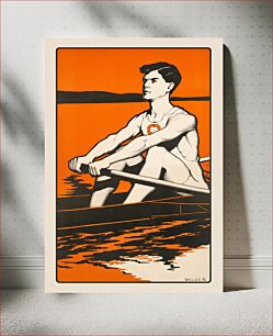 Πίνακας, Syracuse University (1905), young crewman sitting in a racing shell grasping an oar