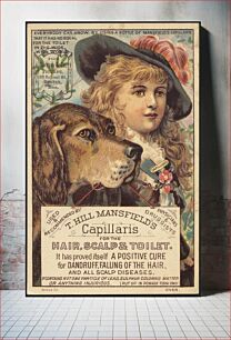 Πίνακας, T. Hill Mansfield's Capillaris for the hair, scalp & toilet. It has proved itself to be a positive cure for dandruff, falling of the hair, and all scalp diseases